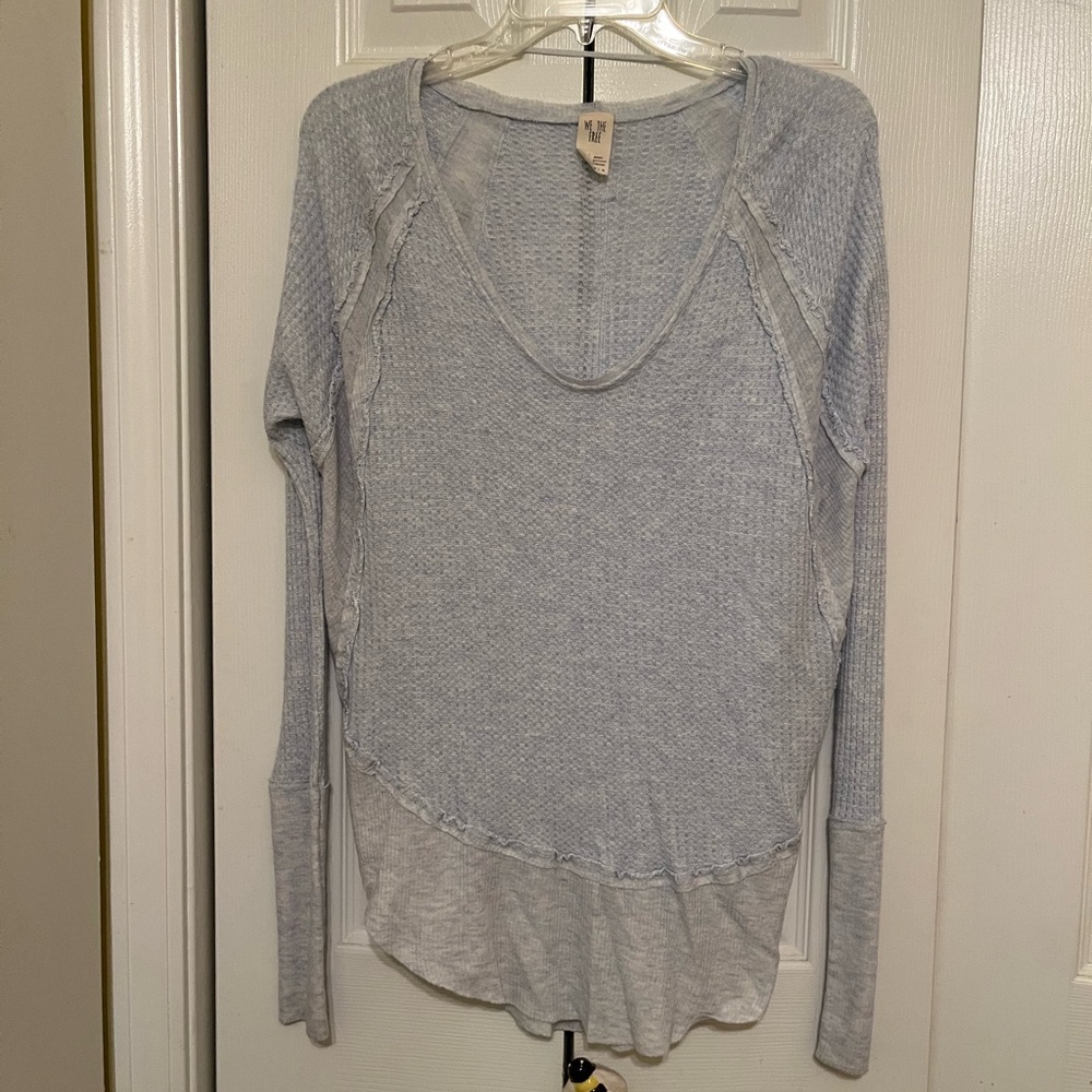 Blue Grey Distressed Style Top